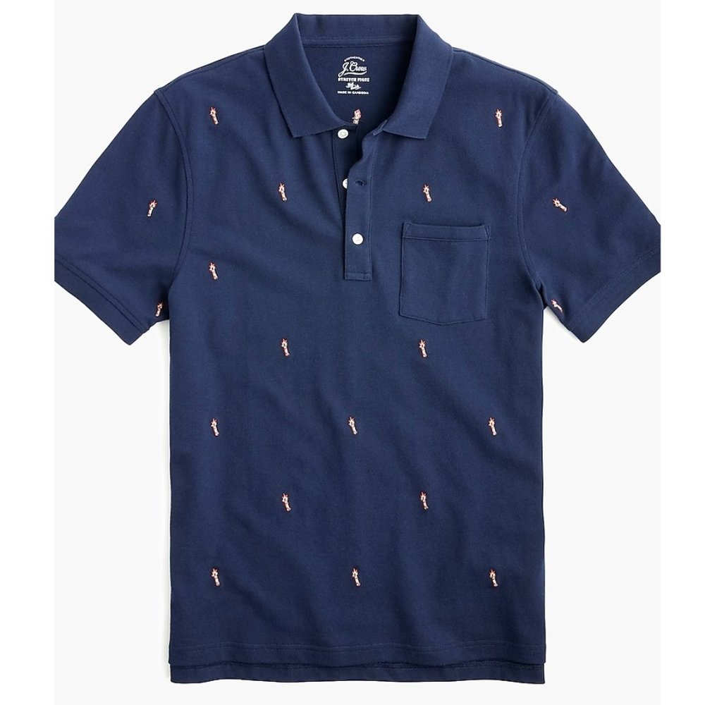 J. Crew Men’s stretch piqué polo in firecracker embroidery M medium slim